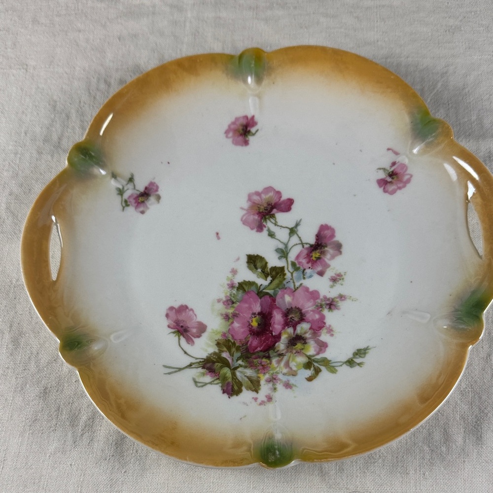 Floral Porcelain Serving Plate or Hang on Wall